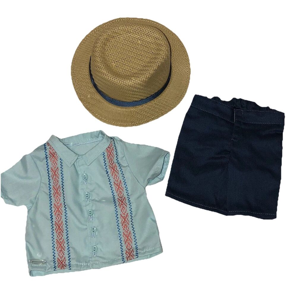 American Girl Sun & Fun Outfit Boy Shirt Short Sandal Hat Beach Outfit NIB